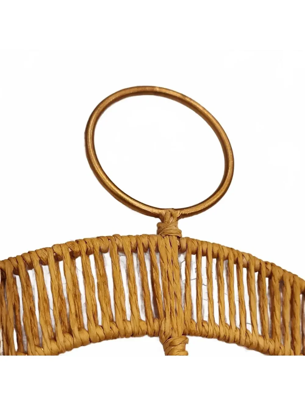 World Market Woven Paper Rope Rattan Wall Hanging Decor Gold Capiz Shell Boho